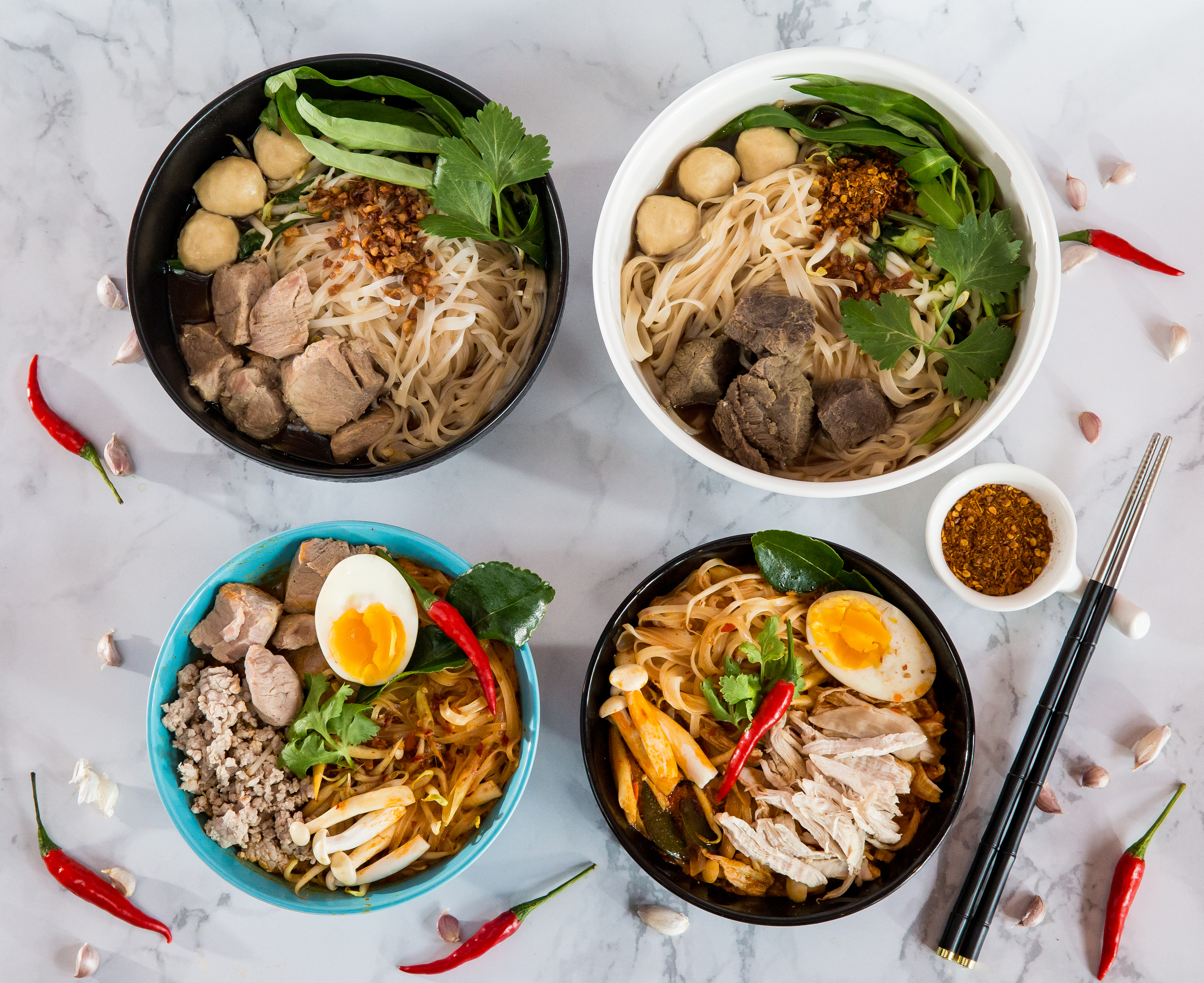 four bowl noodles